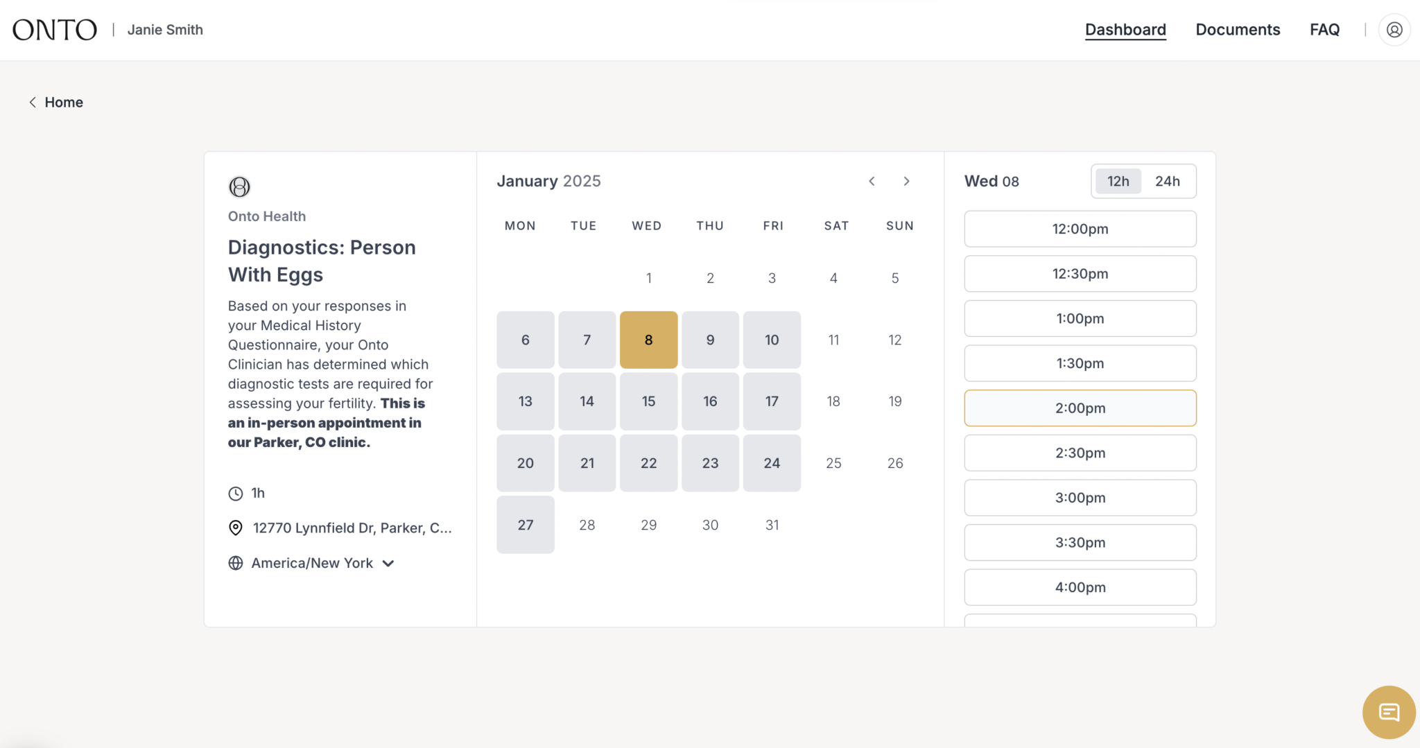 Scheduling In The Onto Patient Portal